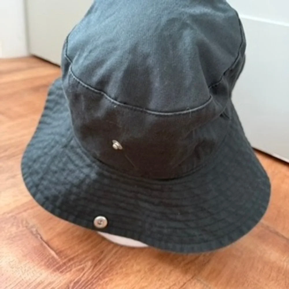 Ganni Bucket Hat Women M/L Black Embroidered Logo Cotton Twill Outdoor Beach